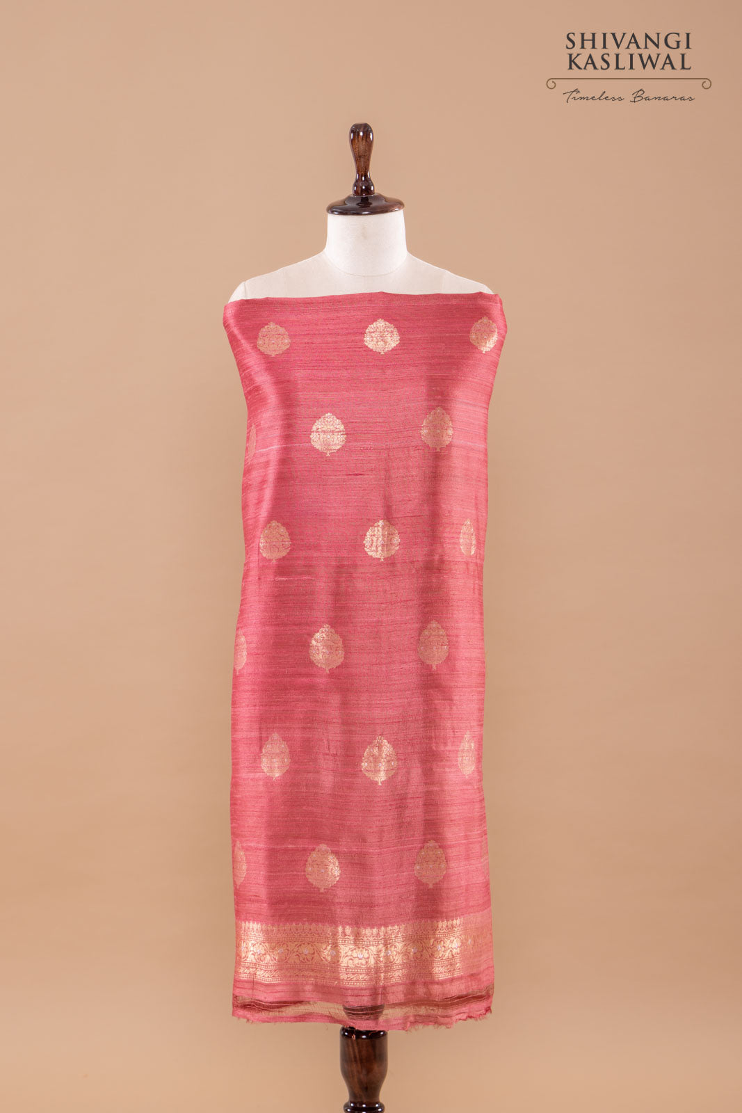 Pink Handwoven Banarasi Raw Silk Suit Piece