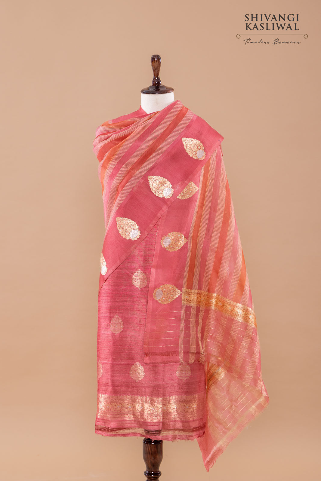 Pink Handwoven Banarasi Raw Silk Suit Piece
