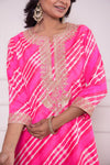 Pink Leheriya Habutai Silk Kurta Set