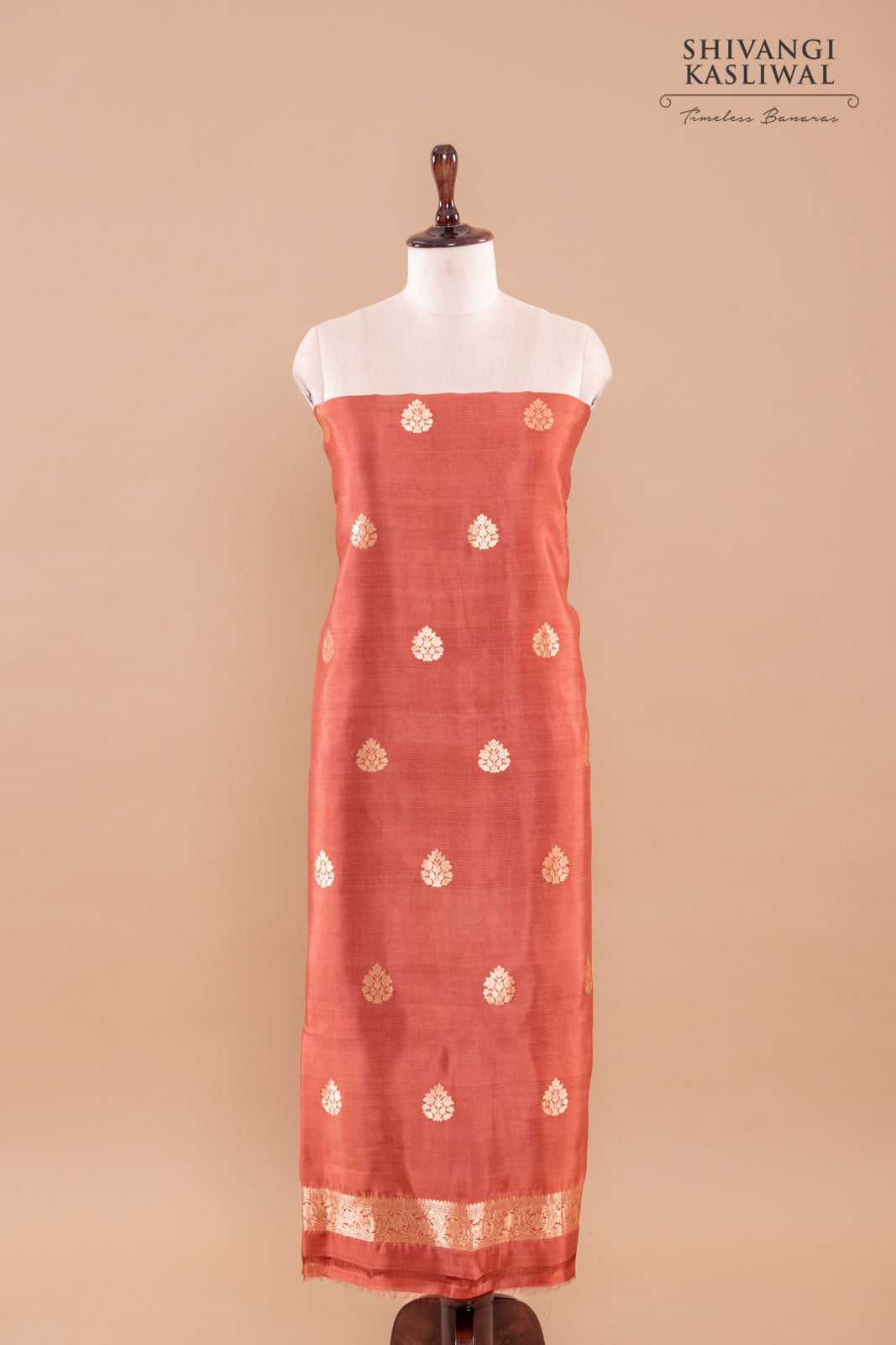 Dusty Pink Handwoven Banarasi Silk Suit Piece