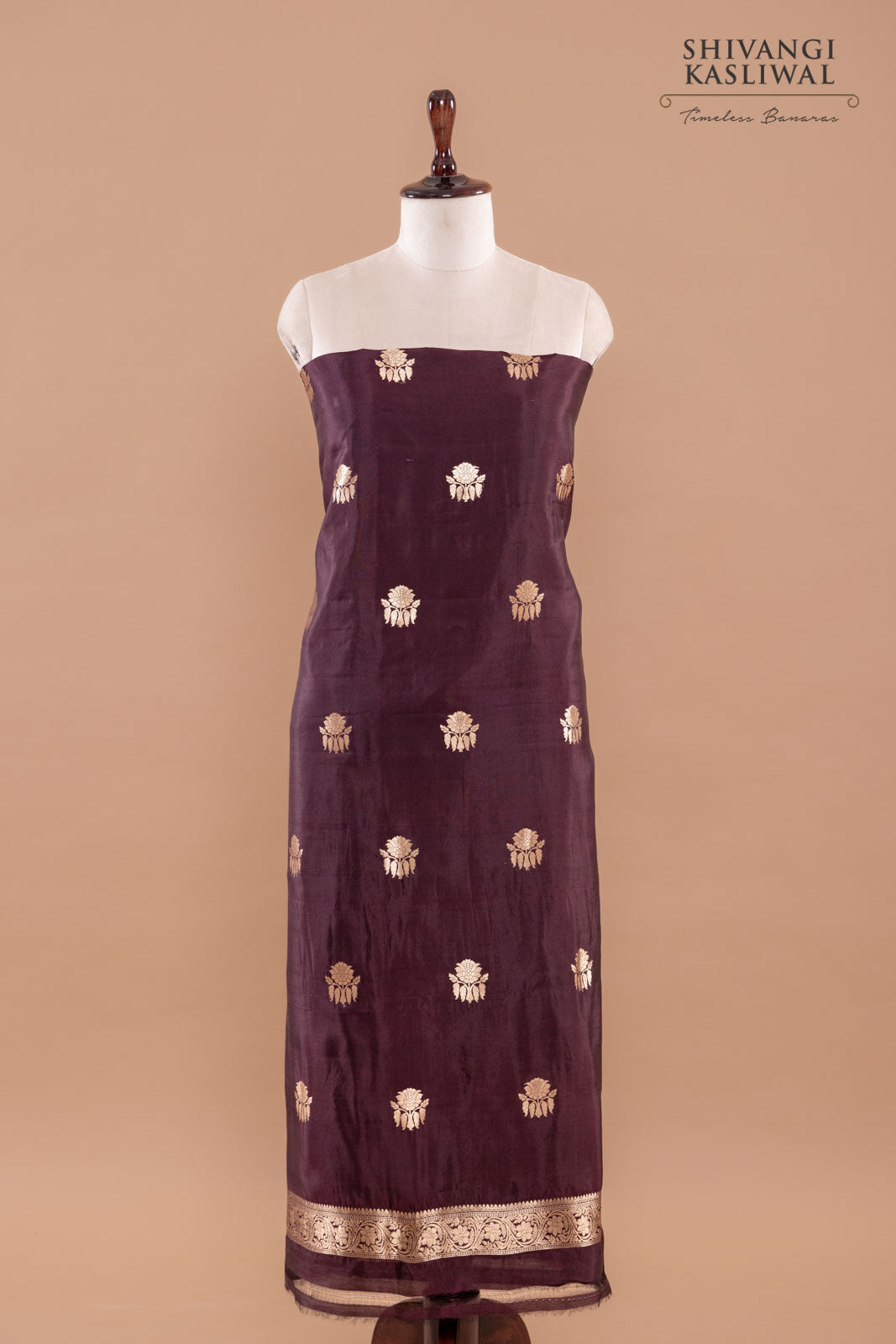 Brown Handwoven Banarasi Silk Suit Piece