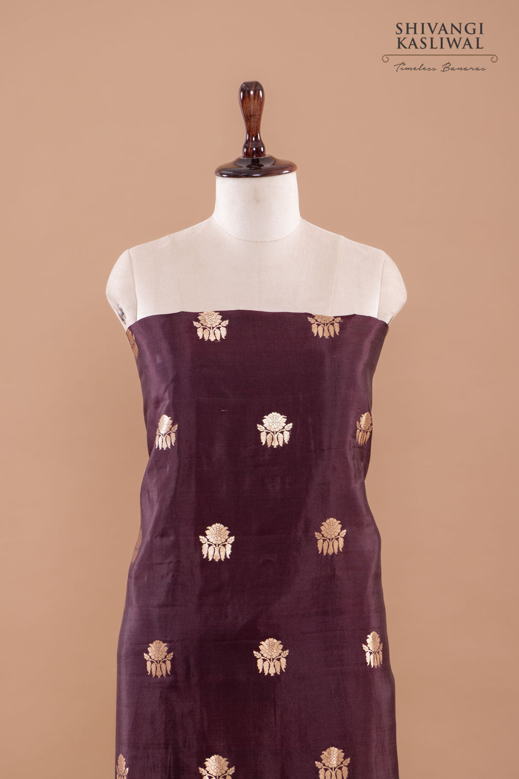 Brown Handwoven Banarasi Silk Suit Piece