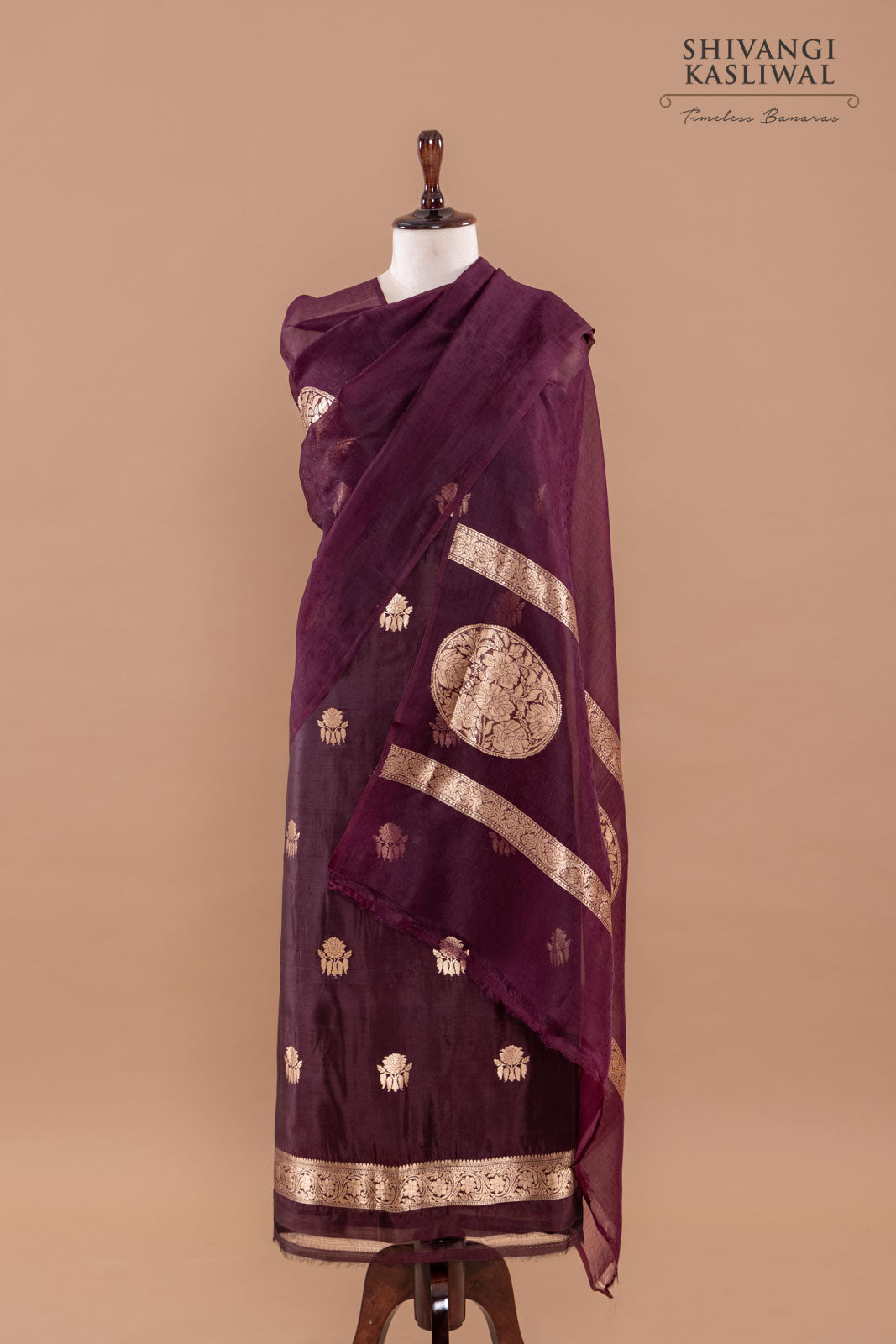 Brown Handwoven Banarasi Silk Suit Piece