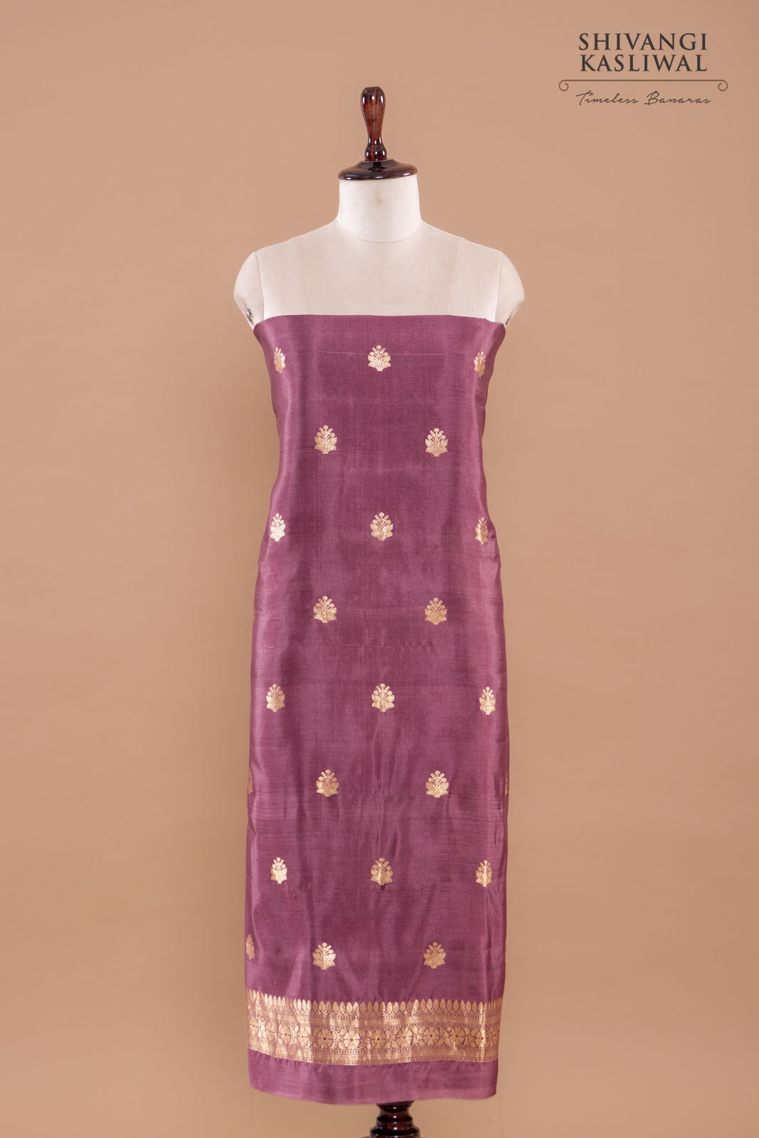 Onion Pink Handwoven Banarasi Silk Suit Piece