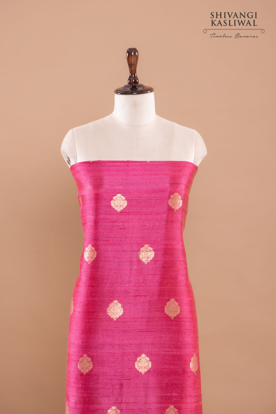 Pink Handwoven Banarasi Raw Silk Suit Piece