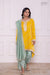 Yellow Leheriya Asymmetric Habutai Silk Kurta Set