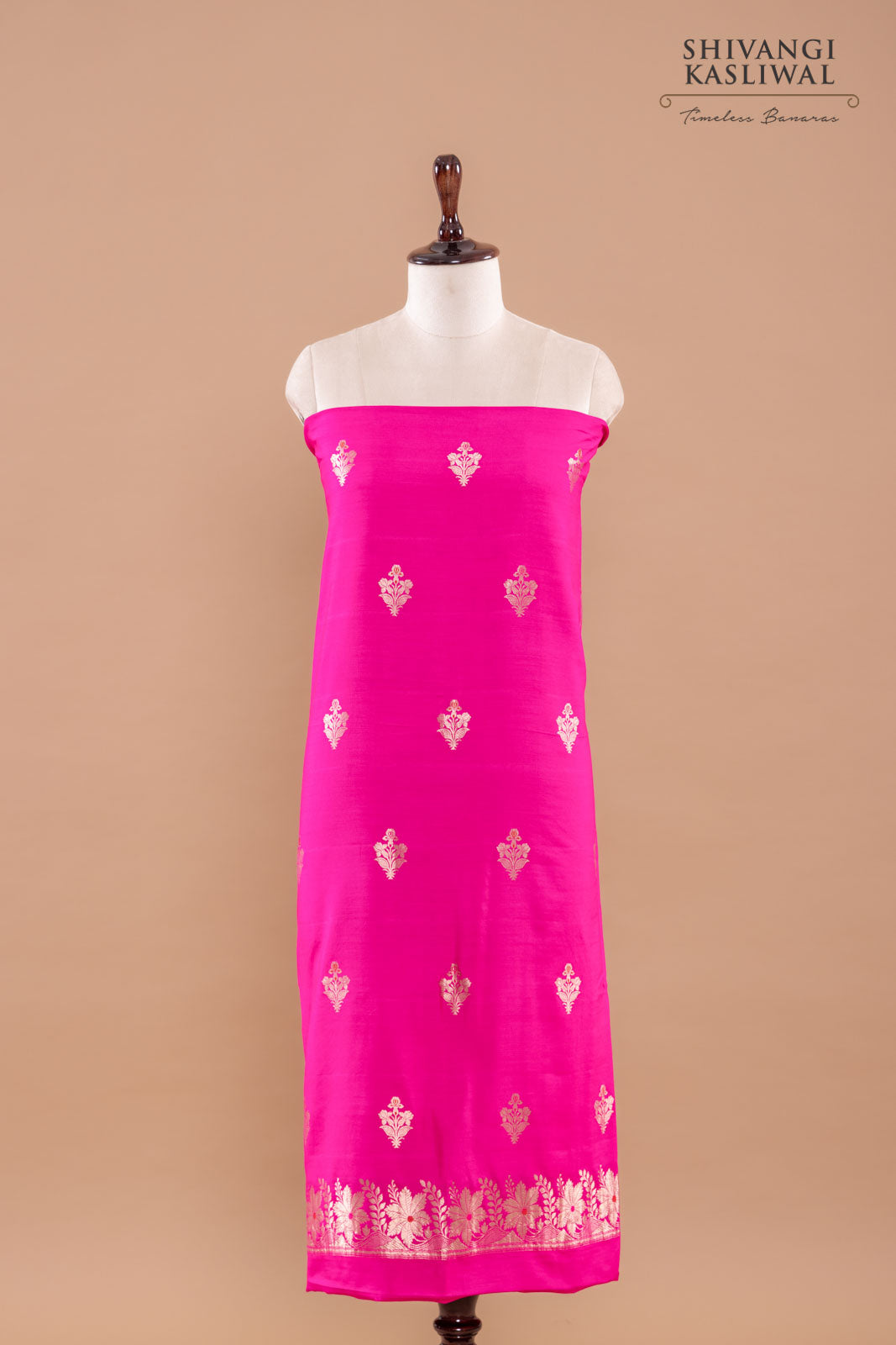 Rani Pink Handwoven Banarasi Silk Suit Piece