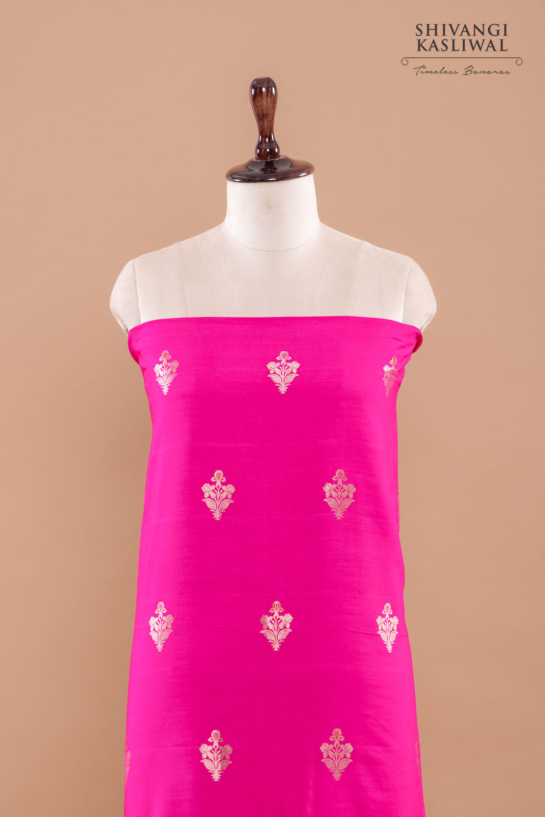 Rani Pink Handwoven Banarasi Silk Suit Piece