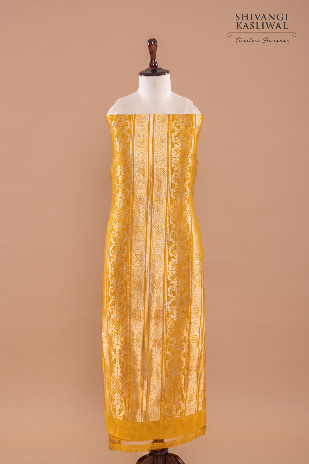 Mustard Yellow Handwoven Banarasi Silk Suit Piece