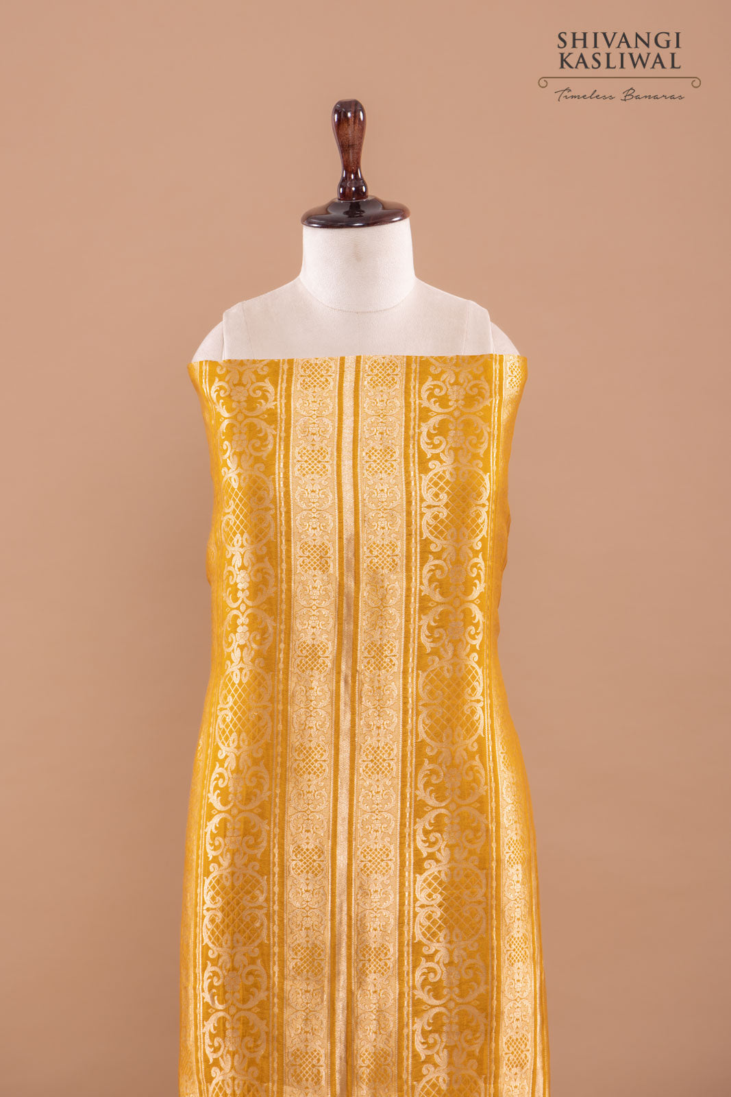 Mustard Yellow Handwoven Banarasi Silk Suit Piece