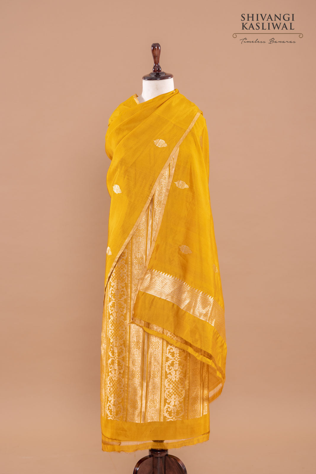 Mustard Yellow Handwoven Banarasi Silk Suit Piece
