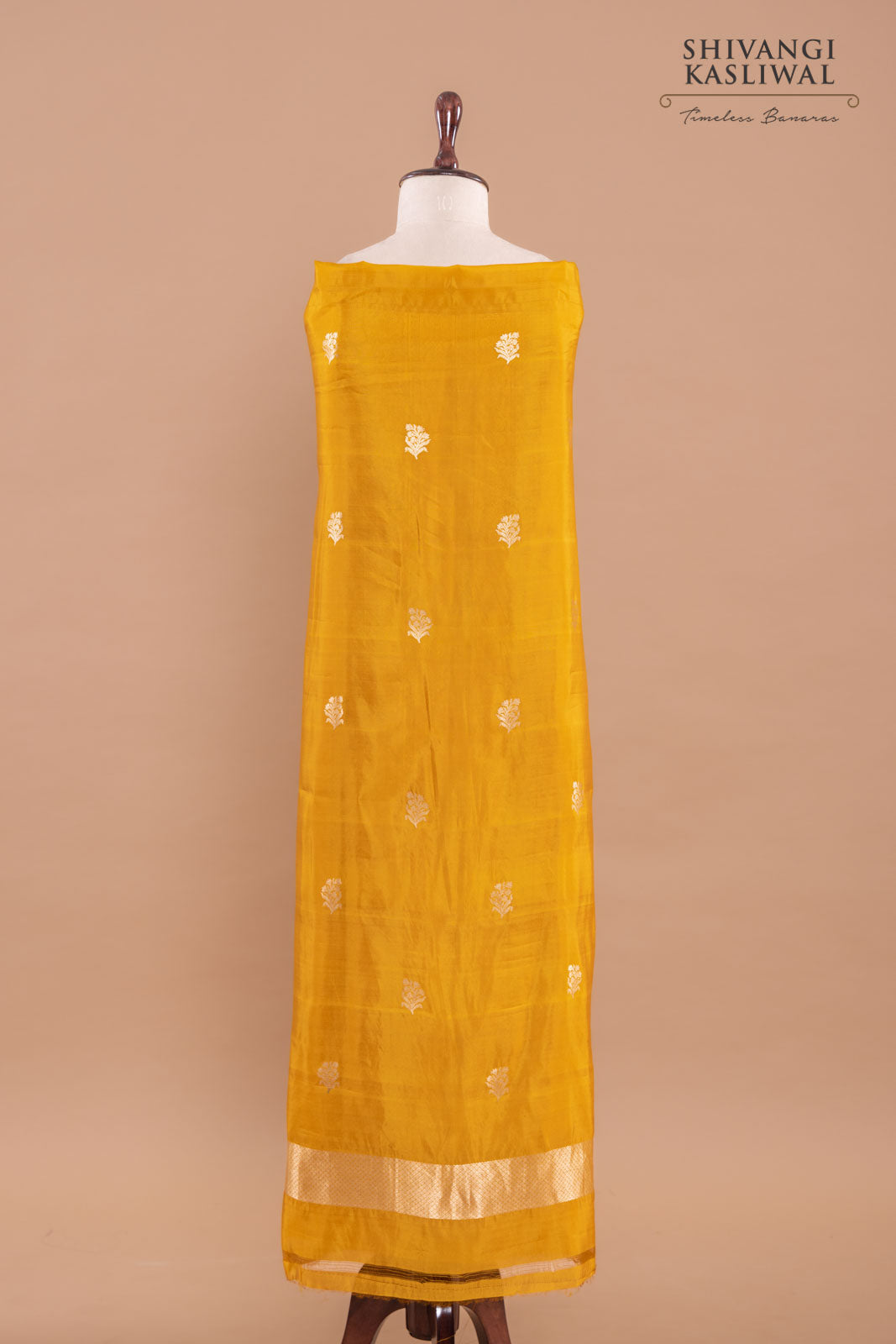 Mustard Yellow Handwoven Banarasi Silk Suit Piece