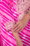 Magenta Pink Leheriya Habutai Silk Kurta Set