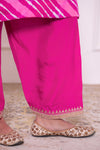 Magenta Pink Leheriya Habutai Silk Kurta Set