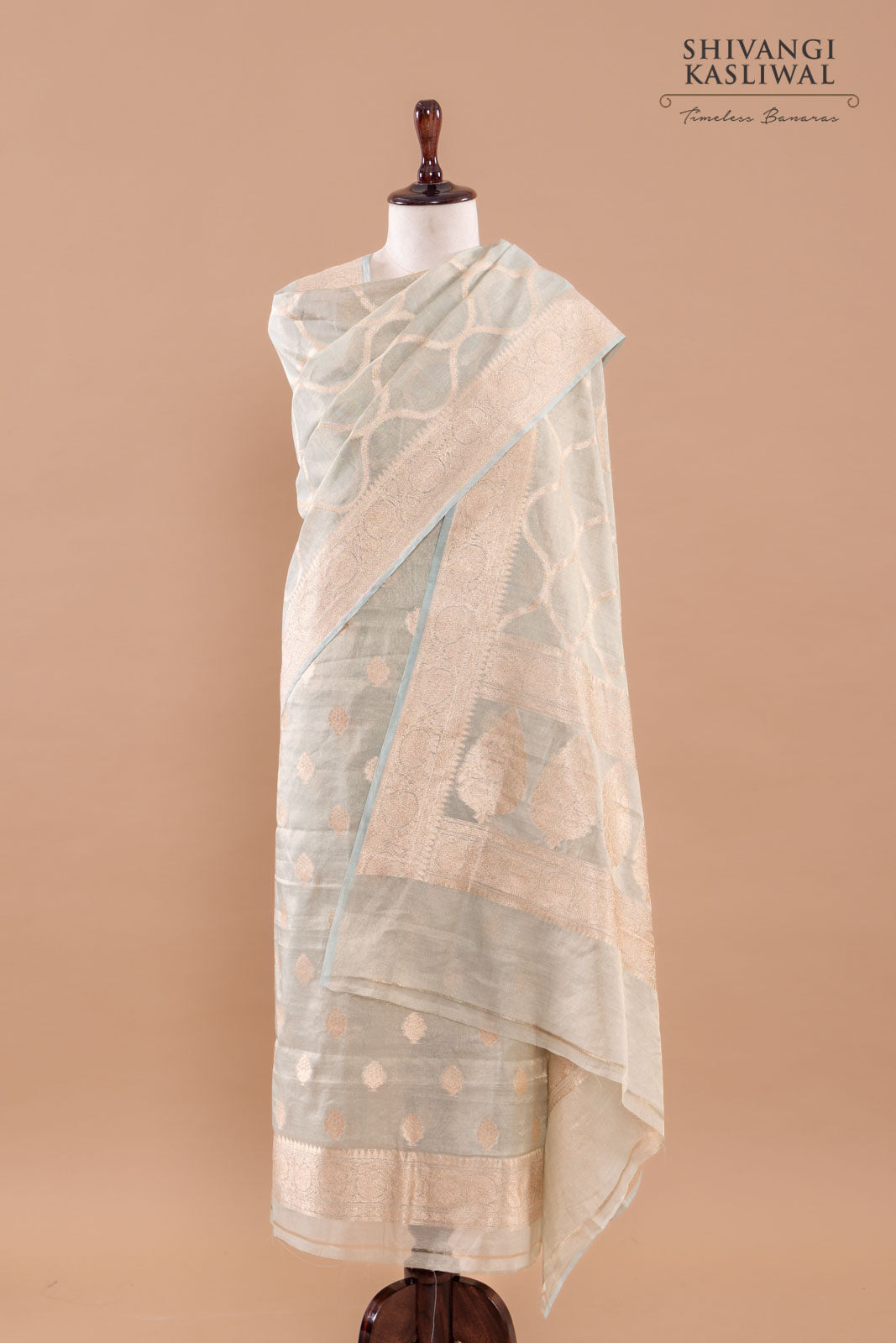 Powder Blue Handwoven Banarasi Chanderi Tissue Suit Piece