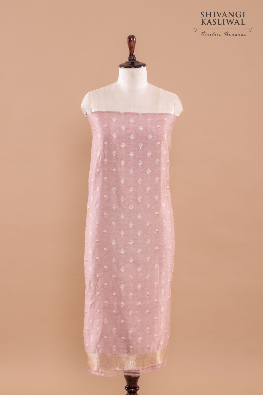 Blush Pink Handwoven Banarasi Chanderi Suit Piece