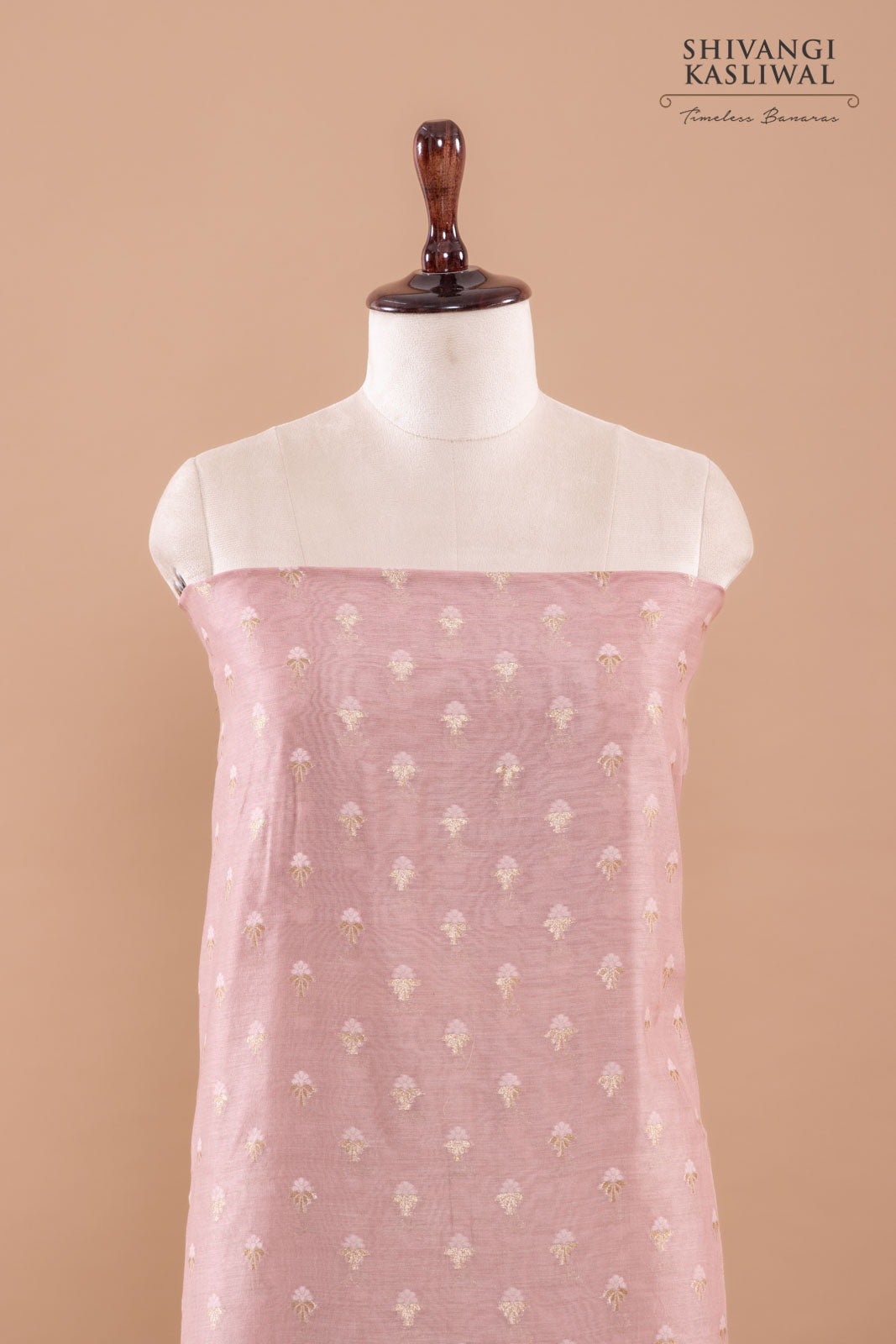 Blush Pink Handwoven Banarasi Chanderi Suit Piece