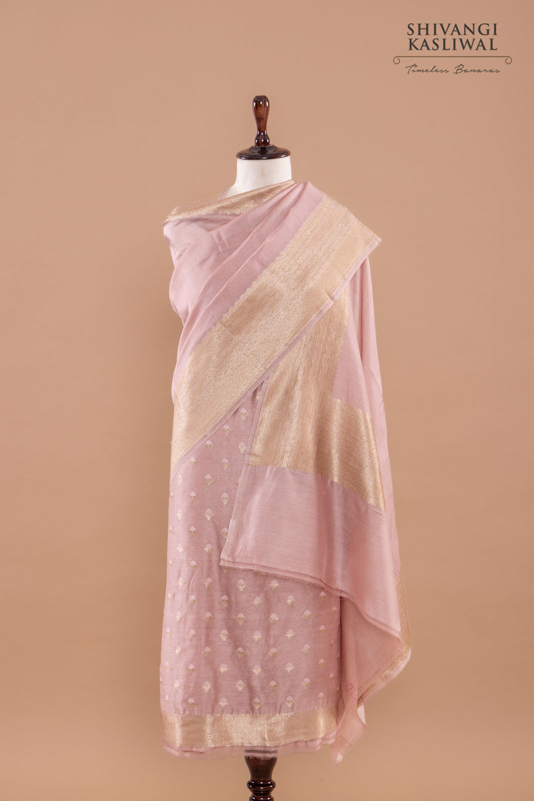 Blush Pink Handwoven Banarasi Chanderi Suit Piece