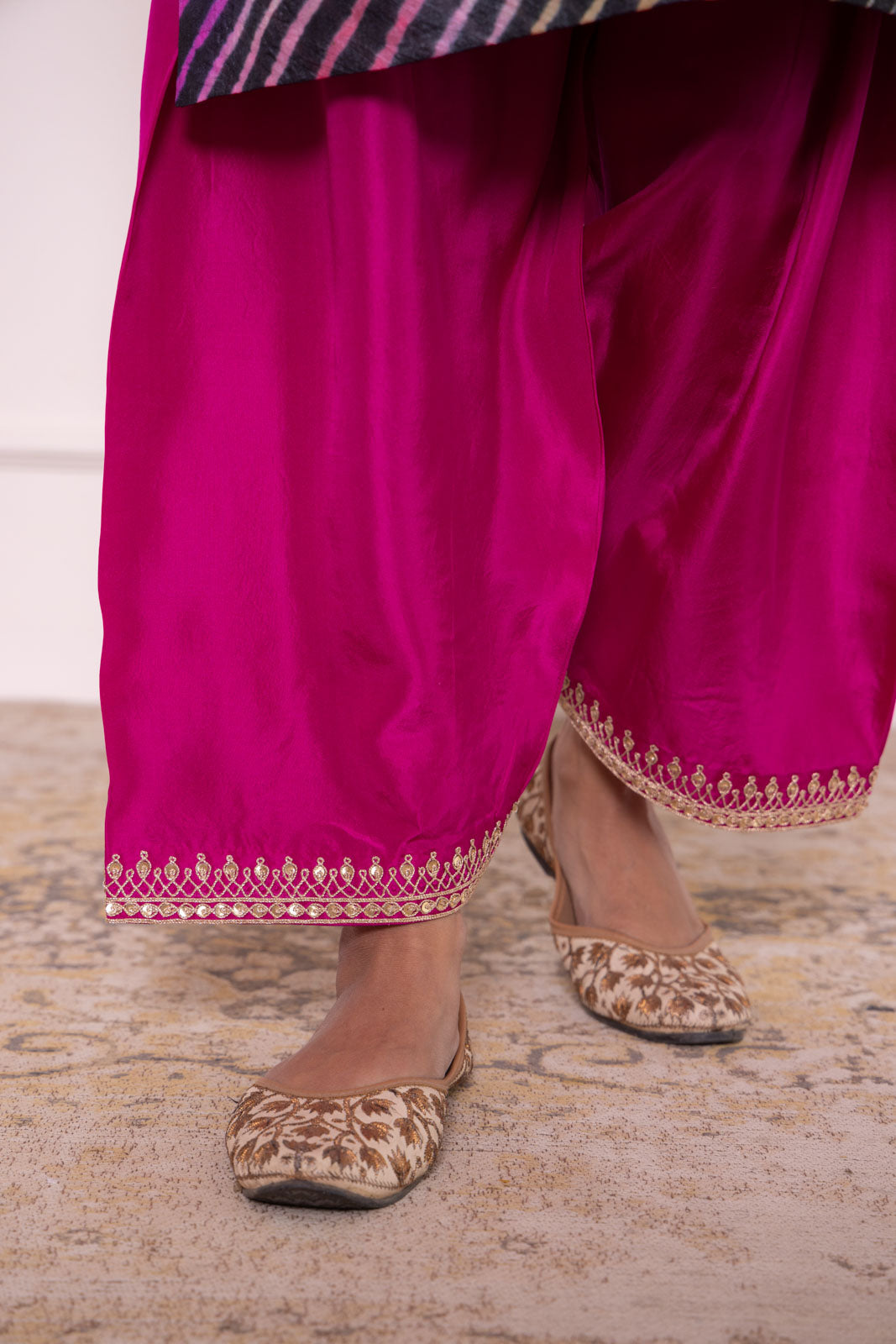 Black Leheriya Tussar Silk Kurta Set