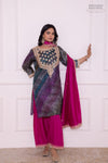 Black Leheriya Tussar Silk Kurta Set