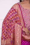 Magenta Pink Bandhani Silk Kurta Set