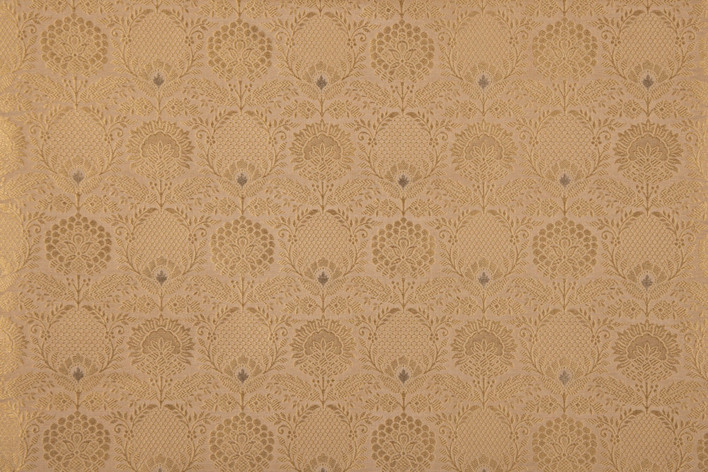 Beige Gold Handwoven Banarasi Brocade Fabric