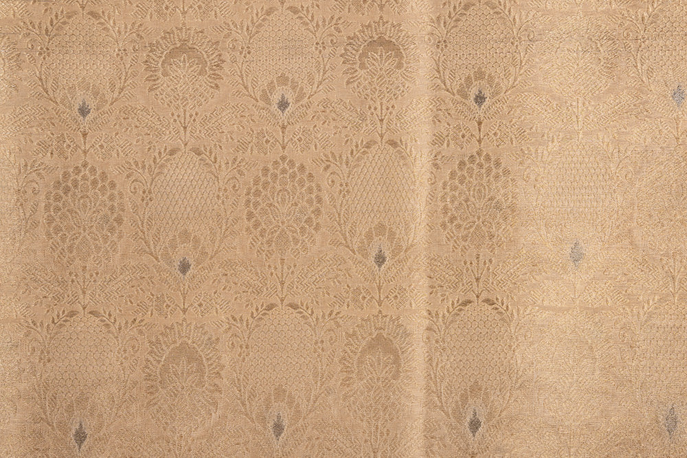 Beige Gold Handwoven Banarasi Brocade Fabric
