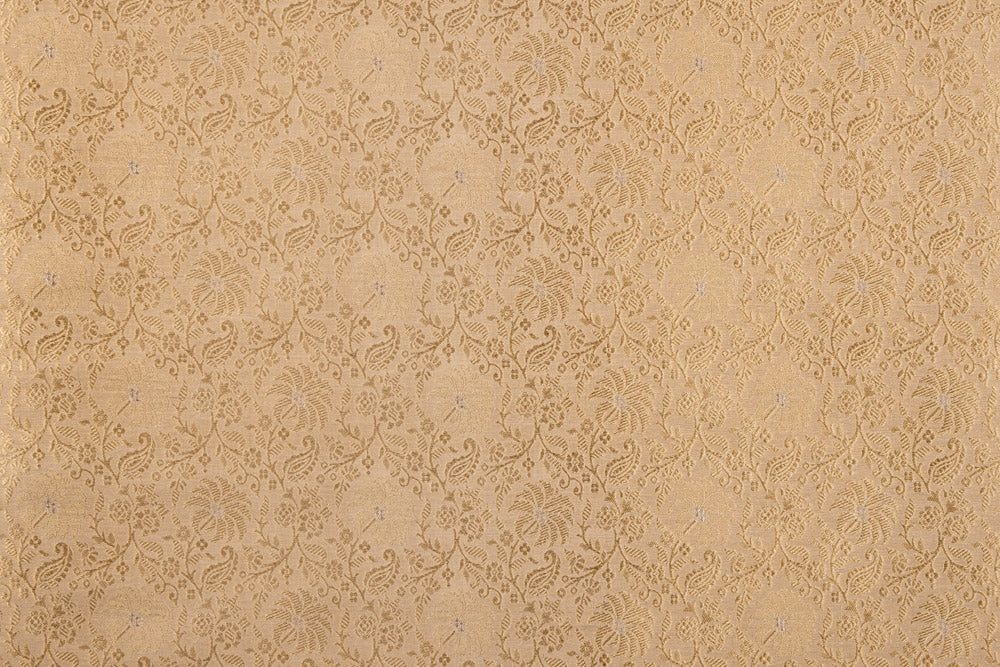 Beige Gold Handwoven Banarasi Brocade Fabric