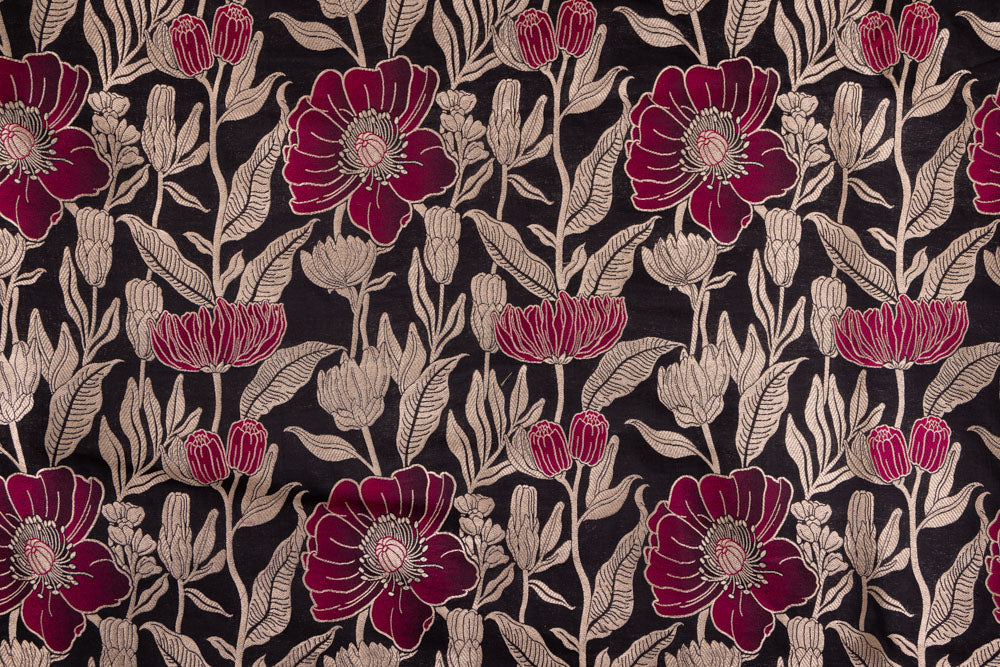 Black Handwoven Banarasi Silk Fabric