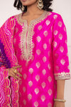 Rani Pink Banarasi Chiniya Silk Kurta with Bandhani Dupatta
