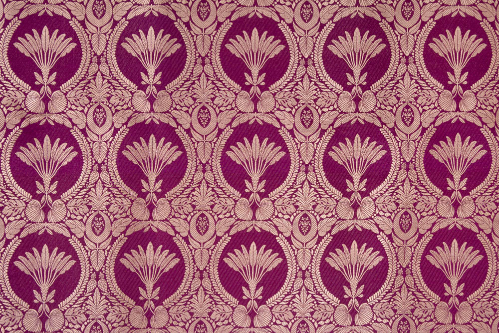 Wine Handwoven Banarasi Silk Fabric