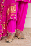 Rani Pink Banarasi Chiniya Silk Kurta with Bandhani Dupatta