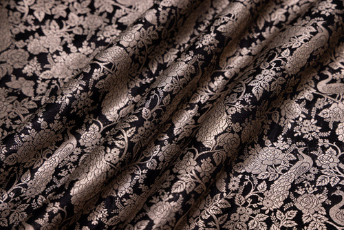 Black Handwoven Banarasi Silk Fabric