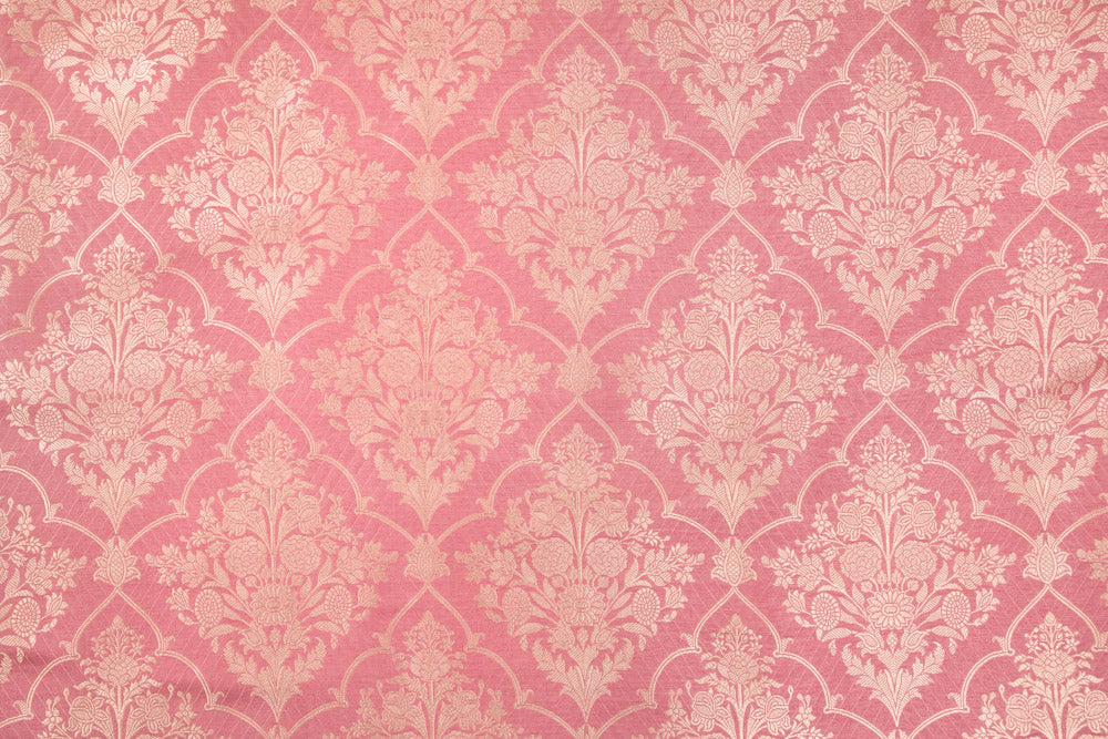 Baby Pink Handwoven Banarasi Silk Fabric