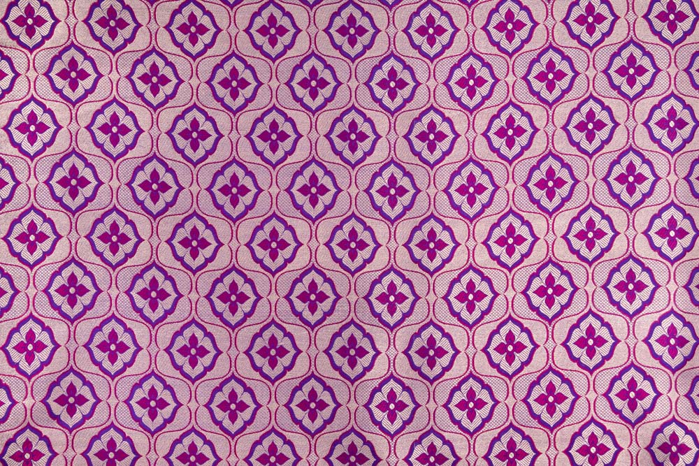 Purple Handwoven Banarasi Silk Fabric
