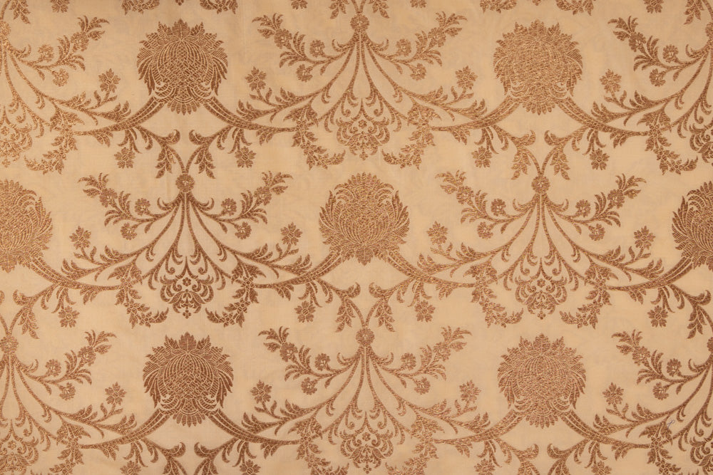 Beige Handwoven Banarasi Silk Fabric