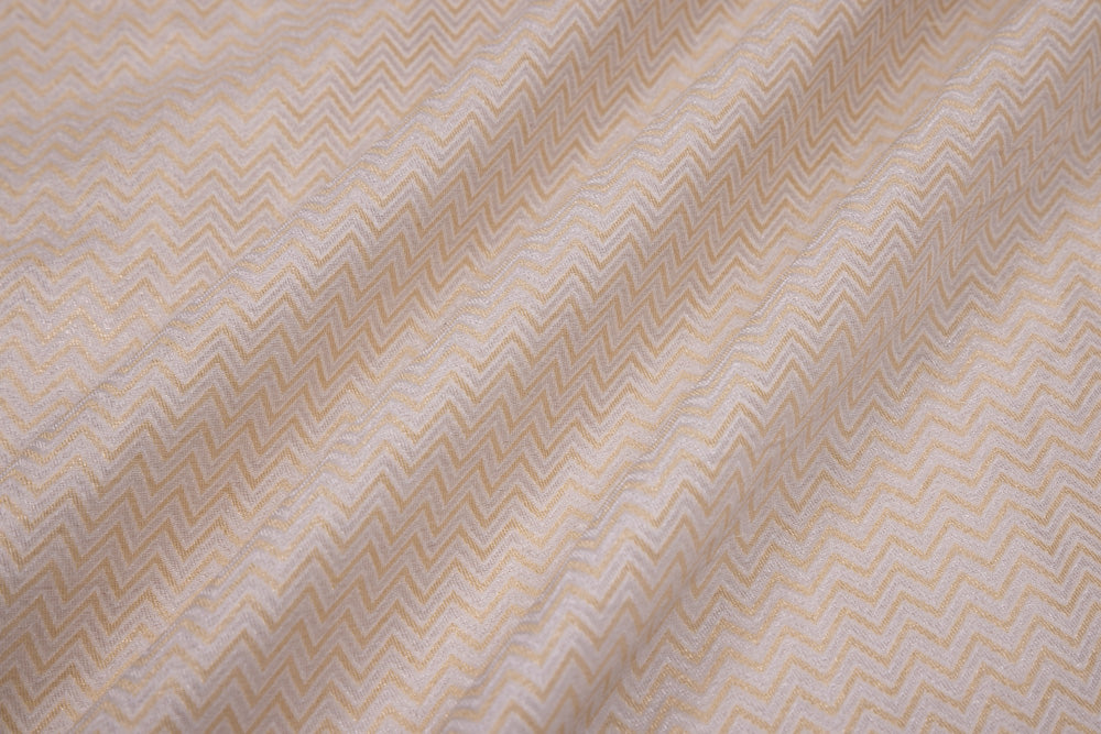 Off-White Handwoven Banarasi Moonga Silk Fabric