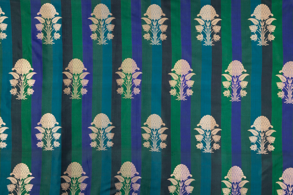 Multicolor Handwoven Banarasi Silk Fabric