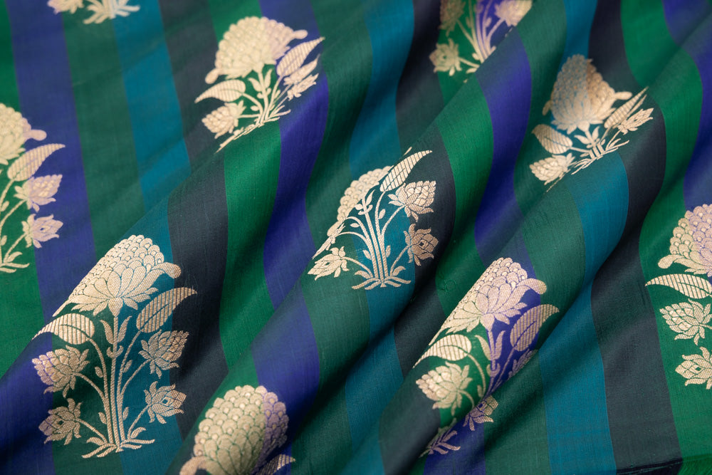 Multicolor Handwoven Banarasi Silk Fabric