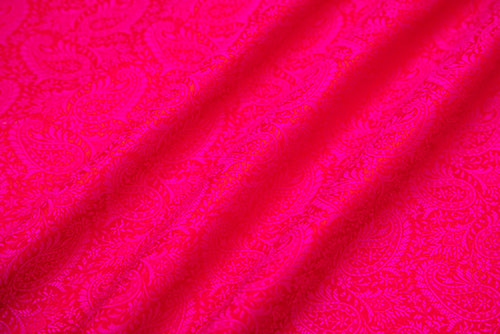Red Pink Handwoven Banarasi Tanchoi Silk Fabric
