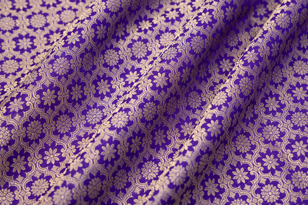 Blue Handwoven Banarasi Brocade Fabric