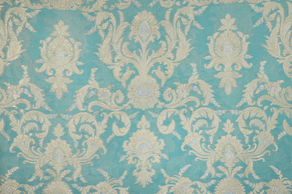 Powder Blue Handwoven Banarasi Georgette Fabric