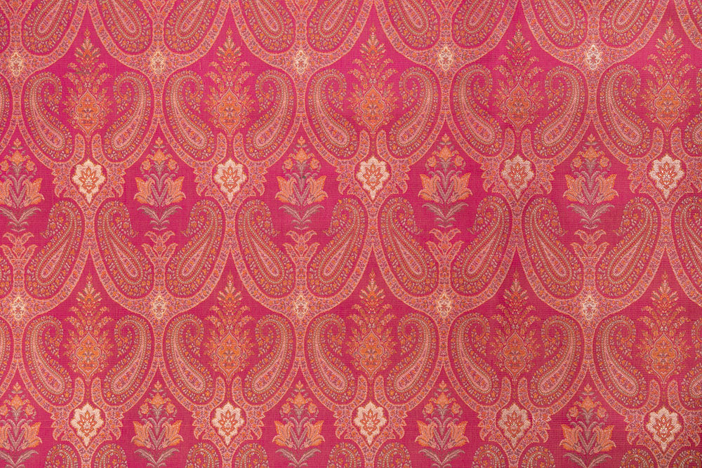 Fuchsia Pink Handwoven Tanchoi Silk Fabric