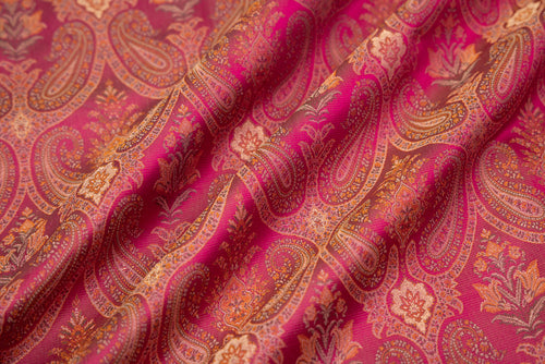 Fuchsia Pink Handwoven Tanchoi Silk Fabric