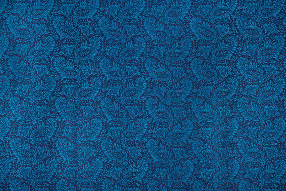Blue Handwoven Banarasi Tanchoi Silk Fabric
