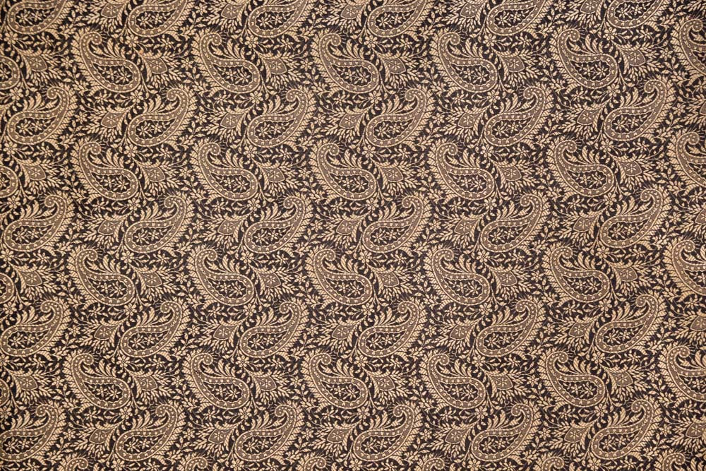 Black Handwoven Banarasi Tanchoi Silk Fabric