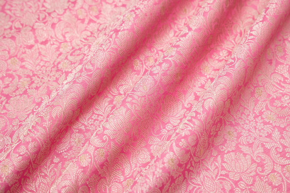 Pink Handwoven Banarasi Brocade Fabric