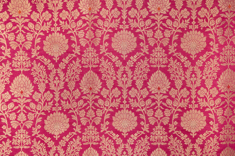 Fuchsia Pink Handwoven Banarasi Brocade Fabric