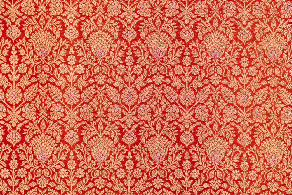 Red Handwoven Banarasi Brocade Fabric