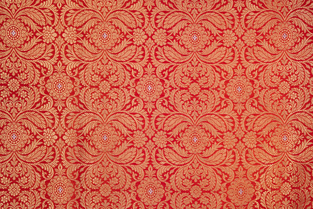 Red Handwoven Banarasi Brocade Fabric